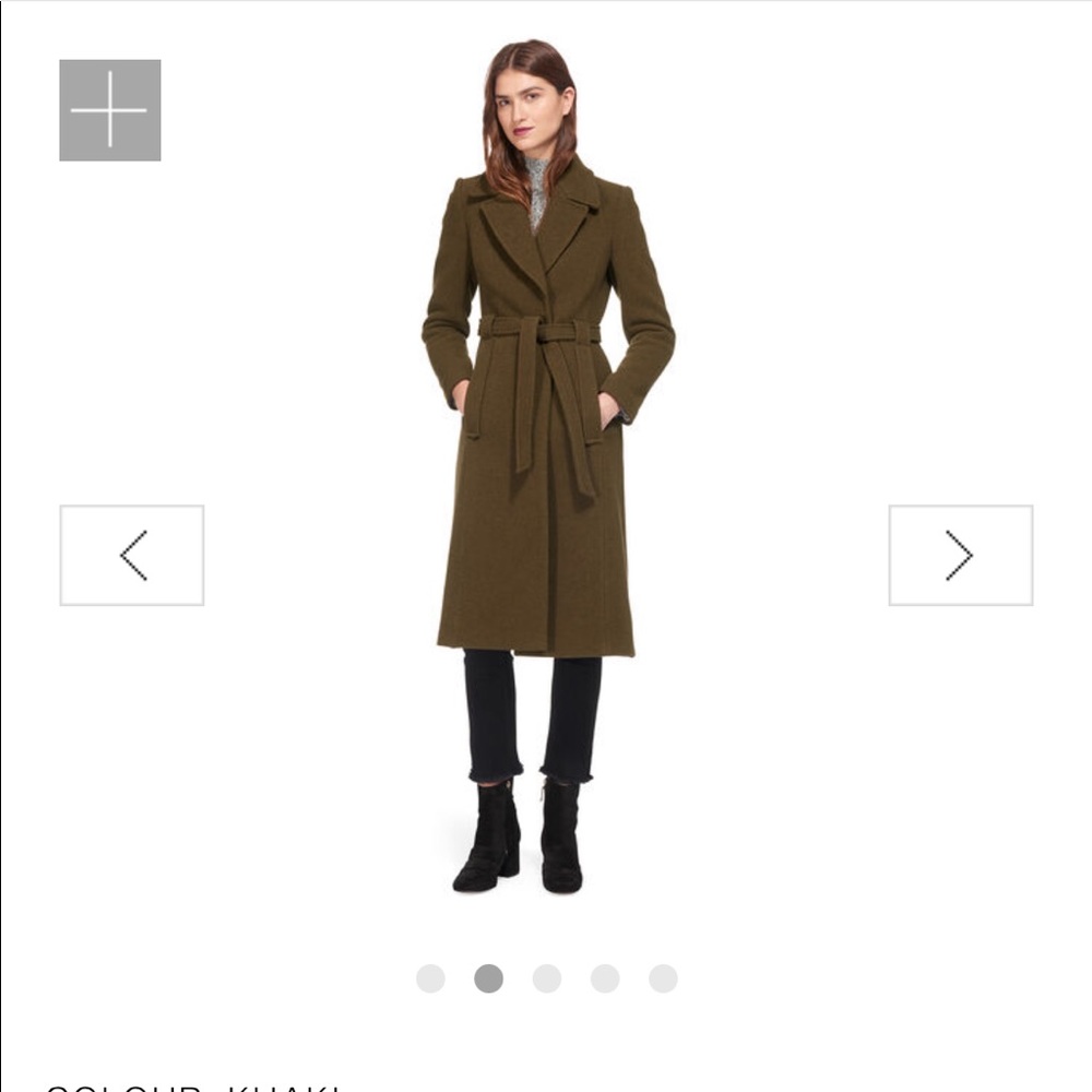 Whistles Khaki Evangeline Belted Long Wool Coat